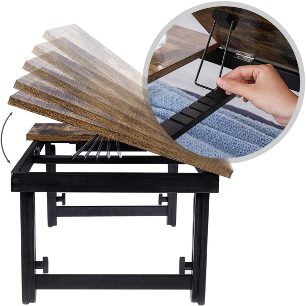 Rootz Laptop Stand - Laptop Holder - Til seng og sofa - Morgenmadsbord - Højdejusterbar - 15,6 tommer - Brun - Sort - Industriel