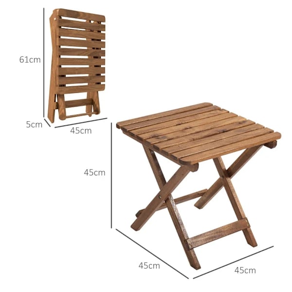 Rootz Fällbord - Sidobord - 2set Trädgårdsbord - Fällbart campingbord - Bord för trädgård & balkong - Acaciaträ - Teak - 45 x 45 x 45 cm