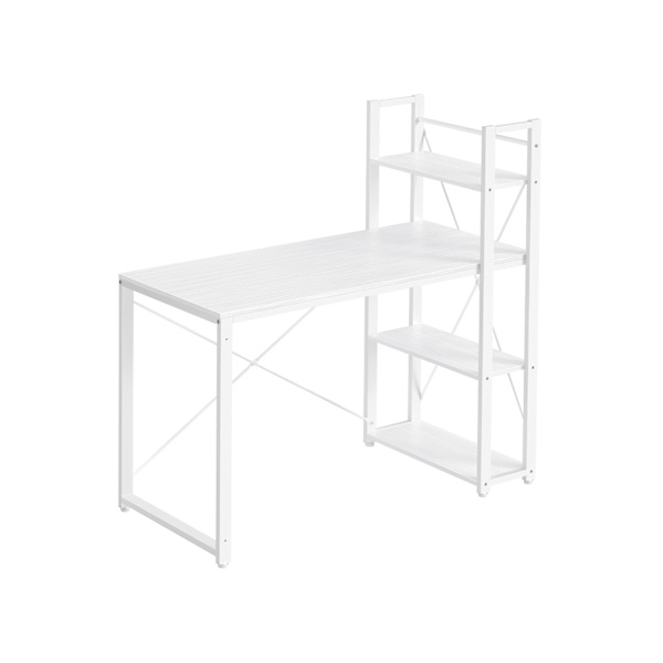 Rootz Maple White Desk - Skrivebord - Study Workstation - Spånplade stål - 56cm x 120cm x 120cm - 20kg - 50kg Max belastning