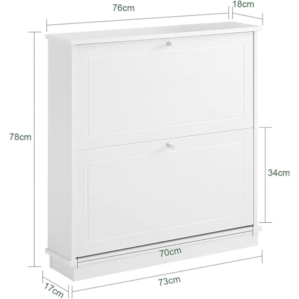 Rootz 2 Drawers -kenkäkaappi - Kenkäteline - Säilytyskaapin järjestäjä - L76 x S18 x K78cm