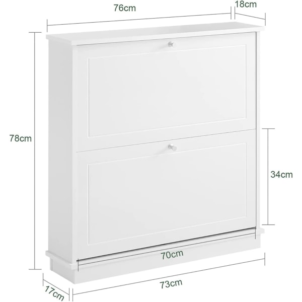 Rootz 2 skuffer Skoskab - Skostativ - Opbevaringsskabsorganisering - B76 x D18 x H78cm