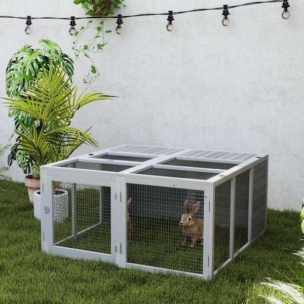 Rootz Rabbit Hutch - Inhägnad för små djur - Kaninbur - Väderbeständigt skydd - 120cm x 120cm x 60cm