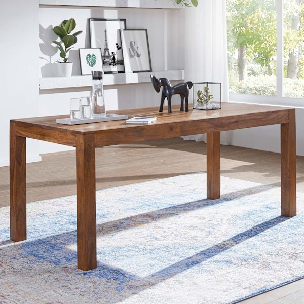 Rootz spisebord massivt træ sheesham 120 cm spisebord træbord design køkkenbord i landlig stil mørkebrun