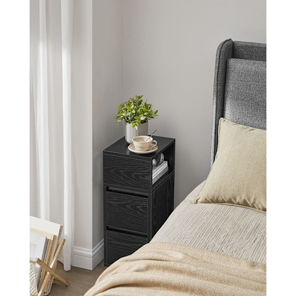 Rootz Ebony Black Sengebord - Natbord - Træspånplade - MDF - 30 cm x 25 cm x 65 cm - 9,6 kg - 45,4 kg Maks. belastning - 4,5 kg Skuffekapacitet