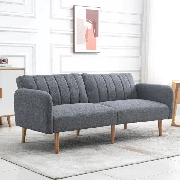 Rootz-vuodesohva - 2-istuttava kangasvuodesohva - Sohva nukkumistoiminnolla - Polyesteri - Kumi - Puunharmaa - 173 x 75 x 73 cm