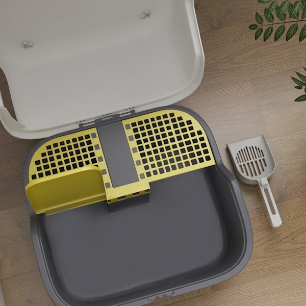 Rootz Cat Litter Box med låg - Låsbar og let at rengøre - dækket - 50 cm x 50 cm x 39 cm