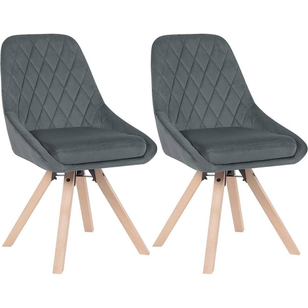 Rootz Set med 2 vridbara matstolar - Sammetsmatsalsstolar - Roterande stolar - Bekväm ergonomisk design - Hållbara bokträben - 84cm x 40cm x 41cm