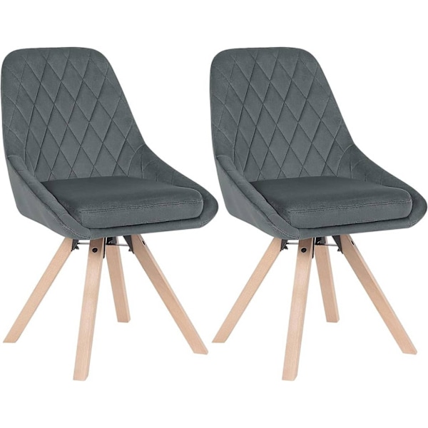 Rootz-setti 2 pyörivää ruokatuolia - Velvet-ruokailutuolit - Pyörivät tuolit - Mukava ergonominen muotoilu - Kestävät pyökkipuujalat - 84 cm x 40 cm x