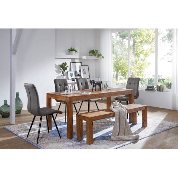 Rootz spisebord massivt træ sheesham 120 cm spisebord træbord design køkkenbord i landlig stil mørkebrun