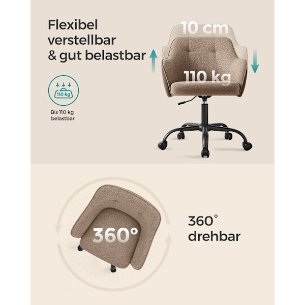 Rootz Swivel Chair - Lounge Chair - Rullande sits - Ergonomisk design - 69 x 65 x 83-93cm - Stålstomme - Plywood - Skumstoppning
