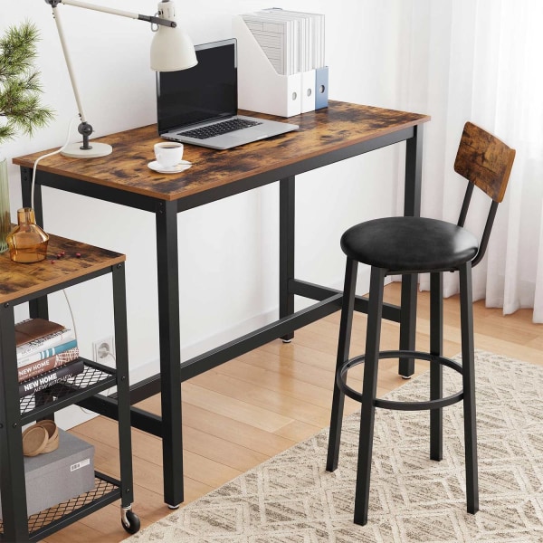 Rootz Vintage Brun-Svart Barstol Set - Kökspallar - Counter Height Stolar - Spånskiva & PU - 39cm x 39cm x 100cm - 2 Pack - 100kg Kapacitet