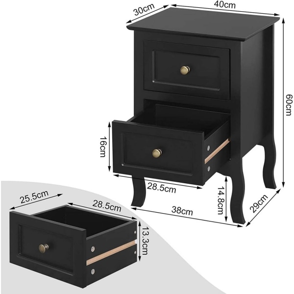 Rootz hvidt sengebord - Natbord, Opbevaringsenhed - Elegant design, Multifunktionelt, Robust konstruktion - Malet MDF, Metalgreb - 40 cm x 60 cm x 30