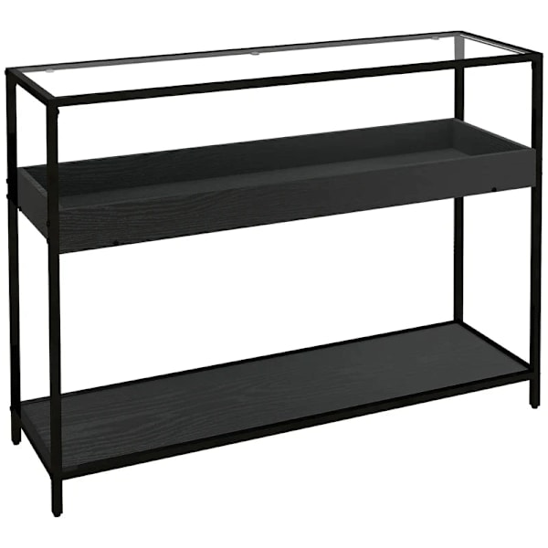 Rootz Konsolbord - 2 hylder - Opbevaringsplads - Gangbord - Gangkonsol - Hærdet glas - Sort - 100L x 30W x 78Hcm