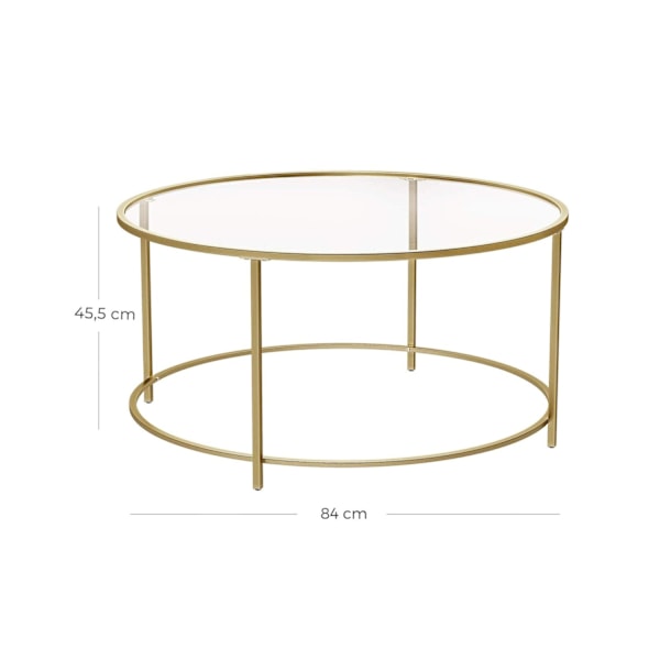 Rootz guldramme glas sofabord - stilfuldt accent bord - retro look - jern og hærdet glas - 84 cm x 84 cm x 45,5 cm