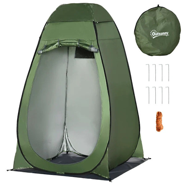 Rootz-suihkuteltta - Ulkopukuhuone - Taitettava - Pop-up-design - Kantolaukku - Polyesteriteräs - Tummanvihreä - 126L x 124W x 189K cm