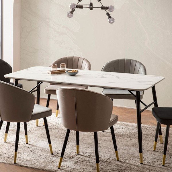 Rootz lille spisebord - rektangulært spisebord - moderne hvidt look bord - sæder 6, 120 cm x 60 cm x 76 cm