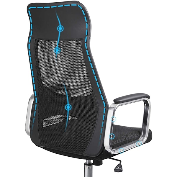 Rootz Kontorsstol - Snurrstol - Executive stol - Mesh - Svankstöd - Justerbar i höjdled - Ergonomisk - Svart - 60 x 53 x 113-123 cm
