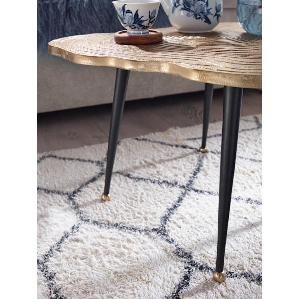 Rootz sohvapöytä alumiini puulevy 64x64x37 cm sohvapöytä metalli kulta - Design olohuoneen pöytä pyöreä - Pieni sohvapöytä Moderni - Sivupöytä sivupöy