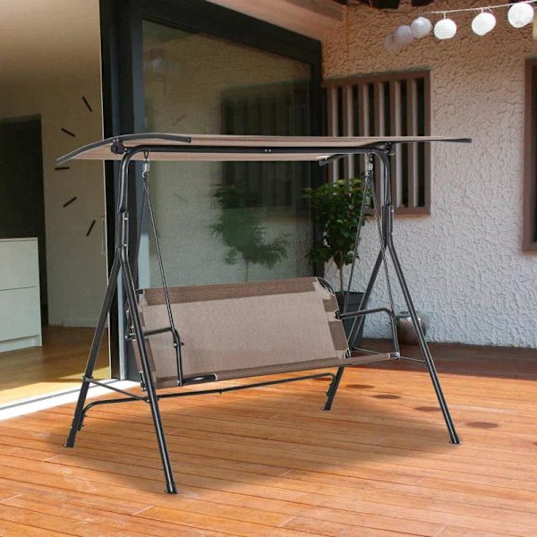 Rootz 2-sits Hängmatta - Utomhussolstol - Hollywood Switch - UV-beständig - Metallrör av hög kvalitet - Vinkeljusterbar - Brun - 172 x 110 x 155 cm