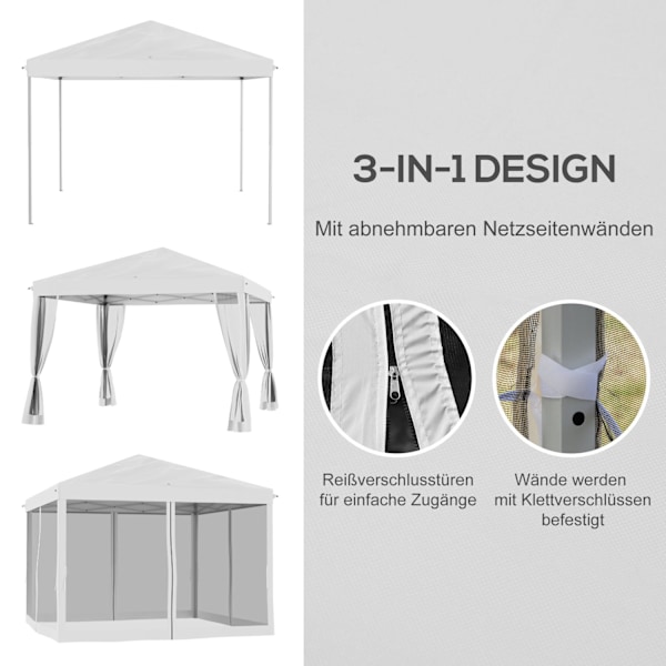 Rootz Folding Pavilion Telt - Foldetelt - Garden Pavilion - Vandafvisende tag - 2,96 m x 2,96 m x 2,65 m