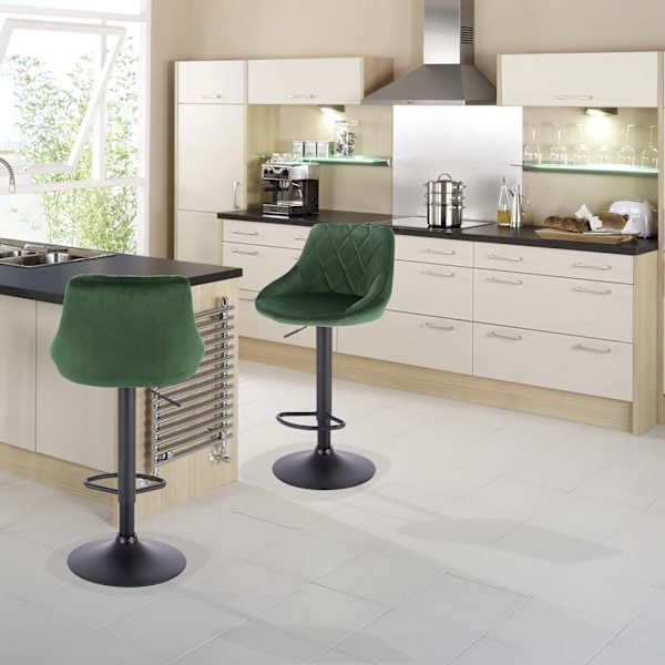 Rootz Velvet Barpall - Justerbar bänkstol - Svängbar barstol - Bekväm, mångsidig, robust - 84cm-106cm x 35cm x 38cm