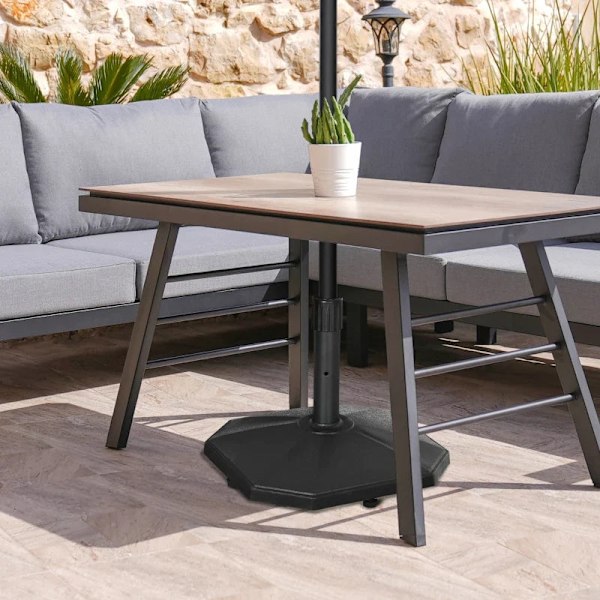 Rootz paraplystativ - 22 kg cement - fyldende kompakt form - plastik - hus - sort - 46 x 46 x 39 cm