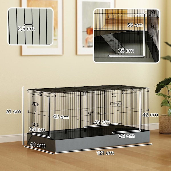Rootz 2 -i -1 Dwarf Hamster Cage - Small Animal Cage - Kæledyrskabeling - Vandtæt stof - 121 cm x 61 cm x 61 cm