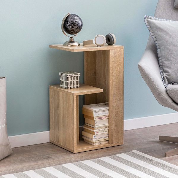 Rootz Sidobord 35x29,5x60 cm Trä Sonoma Design Sidobordssoffa - Soffbord litet modernt - Litet soffbord fyrkantigt - Soffbord högt - Smalt bord vardag