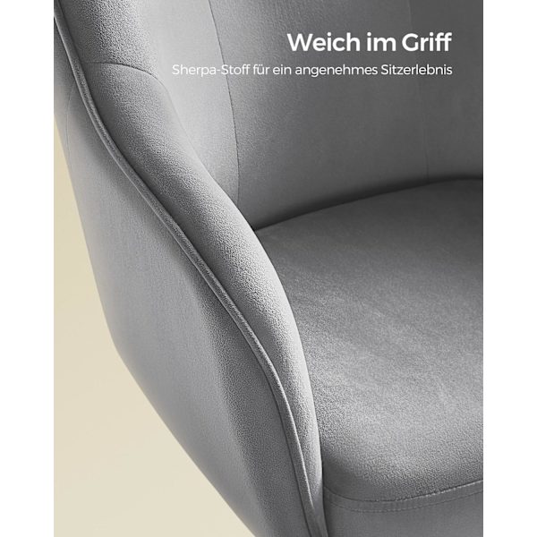 Rootz Drejestol - Kontorstol - Rullestol - Stålstel - Fløjlsbetræk - Justerbar højde - 64cm x 64cm x (83-93)cm - Dove Grey