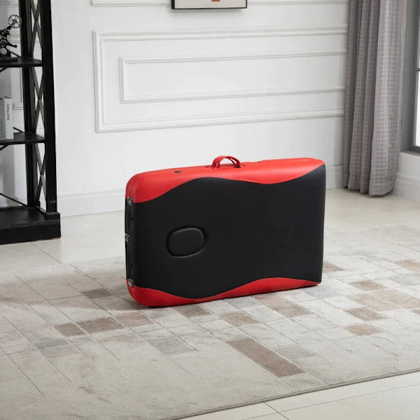 Rootz Foldemassageborde - Kosmetikborde - Højdejusterbart massagebord med nakkestøtte - Massageseng - Aluminiumskum - Plast - Sort + Rød - 215 x 60 x