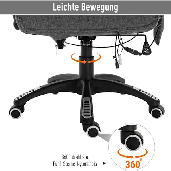 Rootz Executive Chair - Grå - Linne, skum, nylon - 26,38 cm x 26,38 cm x 49,6 cm
