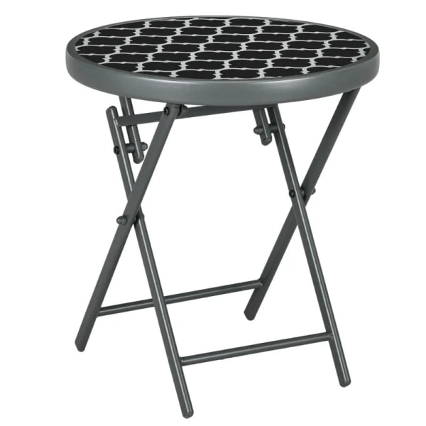 Rootz Havebord - Foldebord - Haveklapbord - Rundt - Vejrbestandigt - Sammenklappeligt - Sort - Ø45 x 50 cm