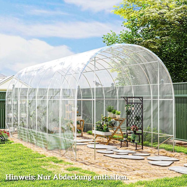 Rootzin kasvihuonekaveri - Kasvien kansi - Tarpauliini - UV -kestävä ja vedenpitävä - 7m x 8m - edistää kasvien kasvua