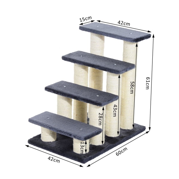 Rootz Animal Stairs - Harmaa - Lastulevy, Pehmo - 23,62 cm x 16,54 cm x 24,02 cm