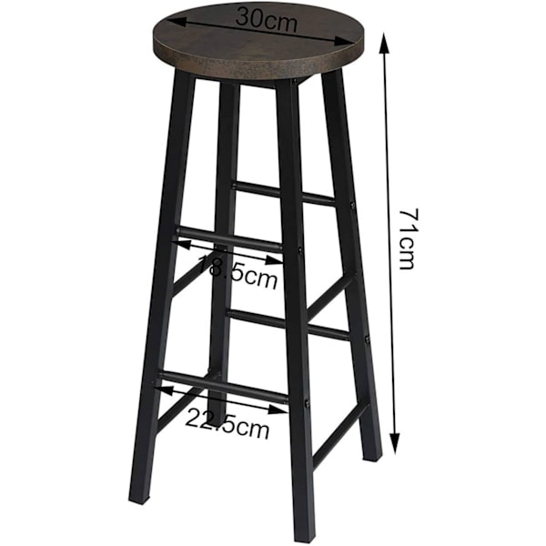 Rootz Industrial Bar Pall - Bänkpall - Metallpall - Robust stålram - Mångsidig design - Komfortegenskaper - 71 cm Sitthöjd x 30 cm Sitsdiameter