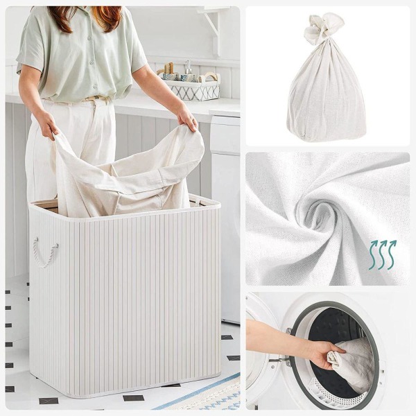 Rootz Tvättkorg - Tvättkorg med 3 fack - Klädkorg - Tvättförvari