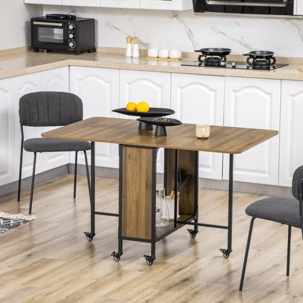 Rootz mobilt klapbord - Pladsbesparende spisebord - Alsidigt foldbart bord - Stilfuldt design - 130 cm x 80 cm x 74 cm - Spånplader og metal