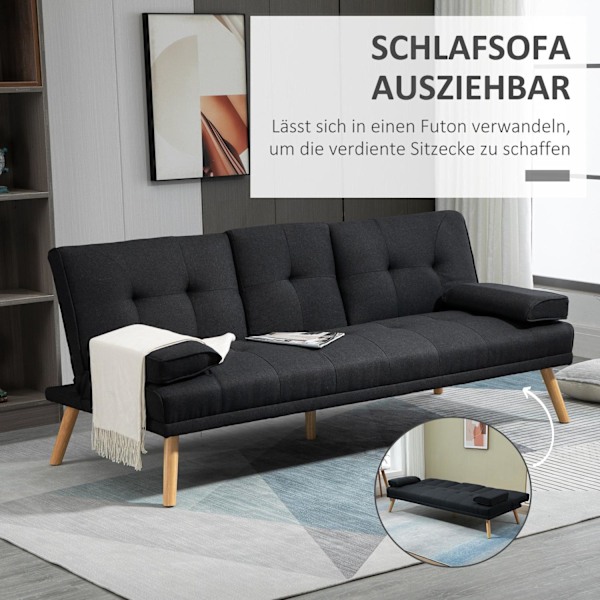 Rootz Sofa Bed - Guest Bed - Justerbar ryglæn - Max Comfort - Foldningstabel - 181x77x78 cm - Grå