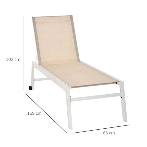 Rootz Havesenge - Solsenge - Stofstole - Cremehvide - 202 x 65 x 43 cm