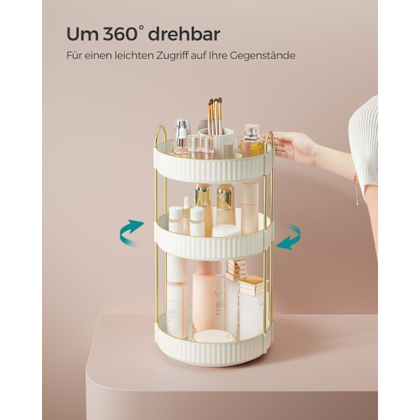 Rootz Roterende Make-up Organizer - Vanity Organizer - Kosmetisk opbevaring - Metal & PET Plast - 23cm x 23cm x 46cm