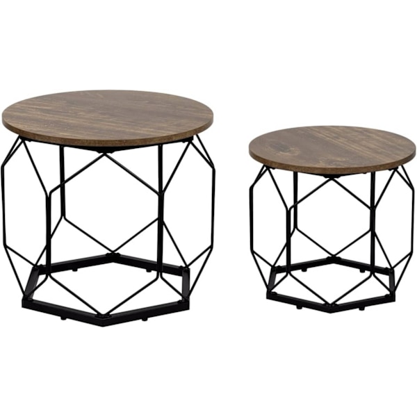 Rootz Vintage Wood Look sofabordssæt - Sideborde - Indlejringsborde - Konstruktion af høj kvalitet - Alsidig opbevaring - Nem montering - 50 cm x 45 c