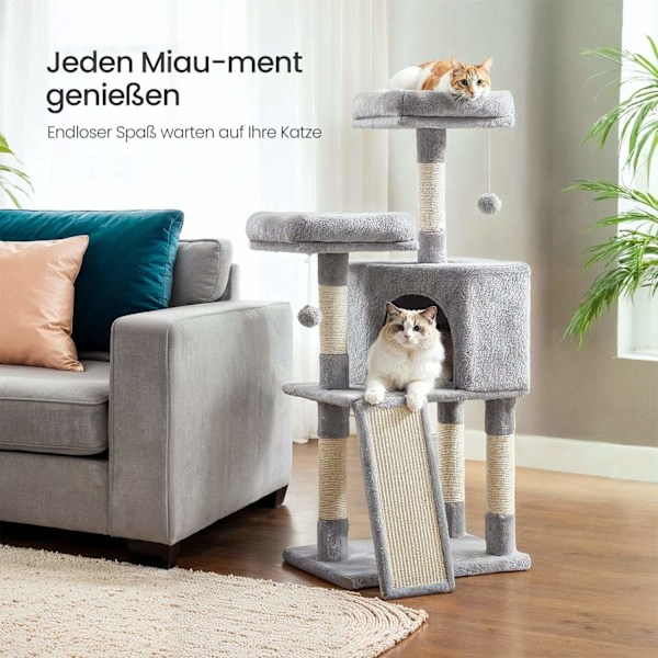 Rootz Cat Tree - Scratching Post - Cat Tower - Space -Saving Design - 50 X 35 X 115 CM - Mysig grotta + 2 -plattformar för lek och avkoppling