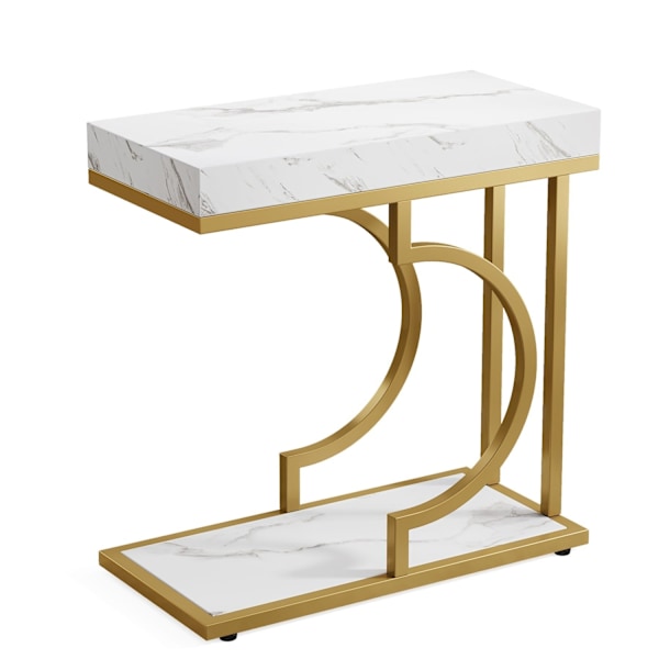 Rootz Faux Marmor Endebord - C-Table - Moderne Sidebord - Moderne Elegance -30 cm D x 60 cm B x 61,52 cm H