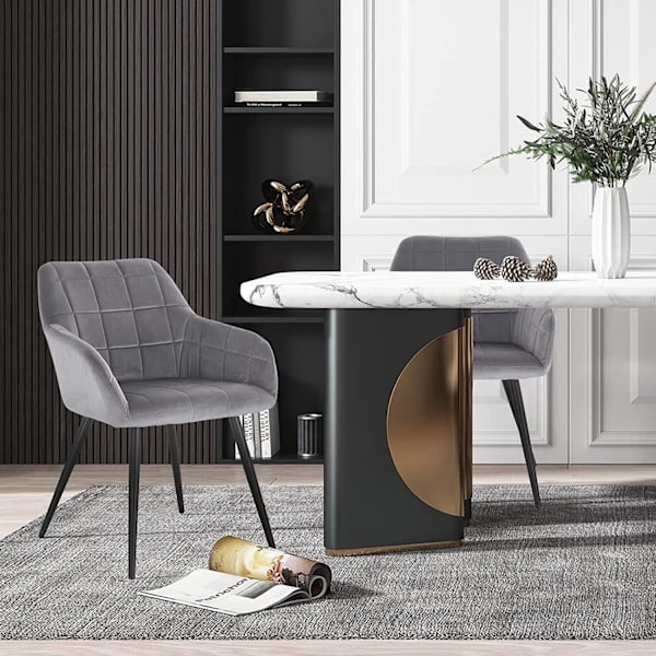 Rootz Set med 6 matstolar - Fåtöljer - Sammetssittplatser - Bekväm och ergonomisk - Stabil & Robust - Mångsidig design - 49cm x 43cm x 81cm