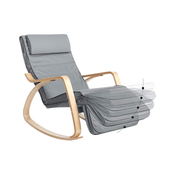 Rootz Gyngestol - Afslappende stol - Hvilestol - Bomuldsbetræk - Birketræ - Skumpolstring - 67 cm x 115 cm x 91 cm