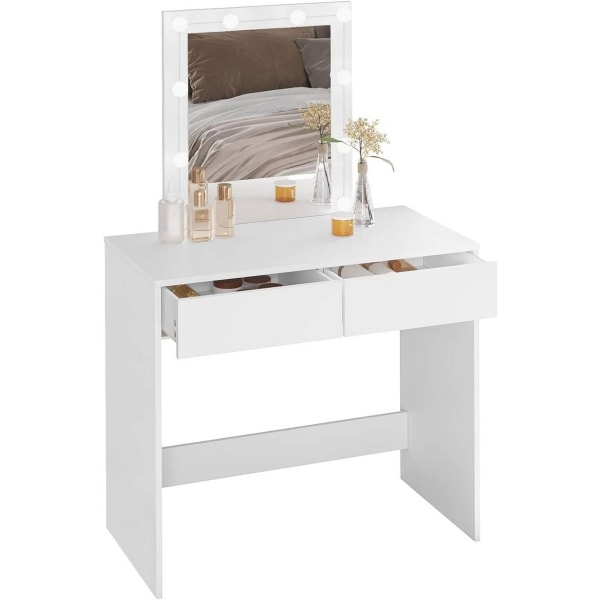 Rootz Justerbart LED-lys Toiletbord - Toiletbord - Makeup Station - Lysstyrkekontrol - Rigelig opbevaring - Holdbar bygning - 80 cm x 132,5 cm x 39,5