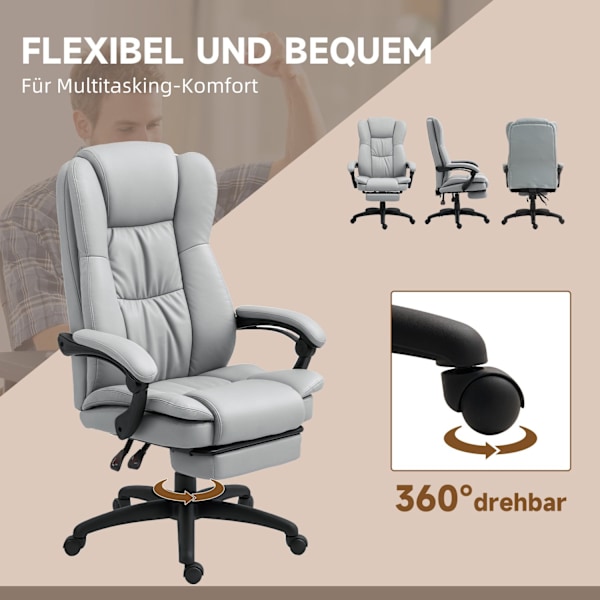 Rootz Ergonomic Swivel Chair - Justerbar kontorsstol - Reclining Desk Seat - Massagefunktion - 68.5x68.5x113-121cm