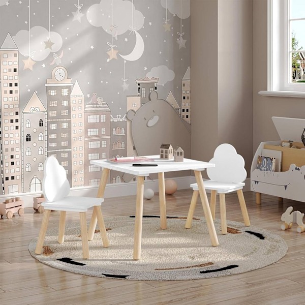 Rootz 3-delade sittplatser för barn - Montessoribord och stolar - Molnformat ryggstöd - Säkerhetsfunktioner - Utrymmesbesparande design - 50 cm x 44 c