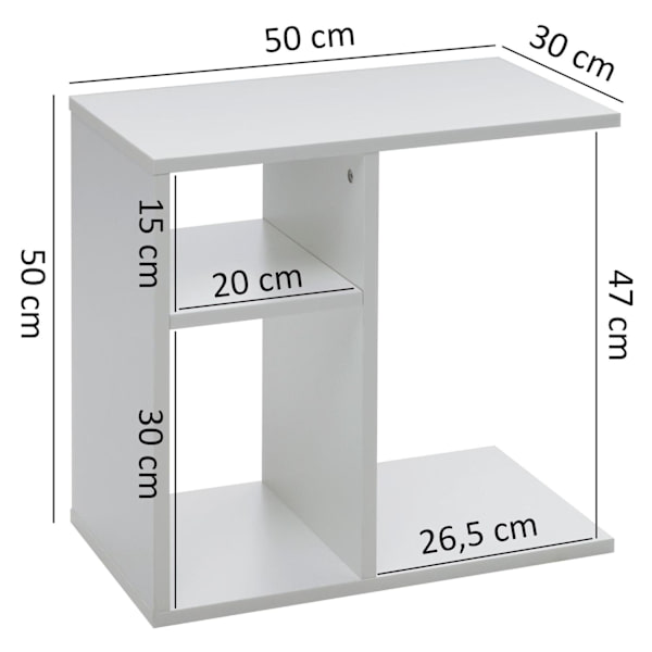 Rootz sidebord 50x50x30 cm træ hvid design sidebord sofa - Sofabord lille moderne - Lille sofabord firkantet - Sofabord højt - Smalt bord stue