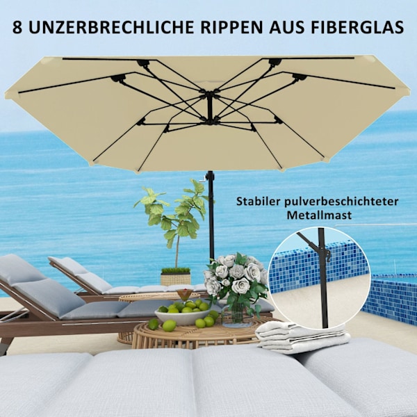 Rootz Traffic Lights Parasol - Patio -sateenvarjo - Ulkovarjo - Vedenpitävä kampi - 304 cm x 260 cm x 245 cm